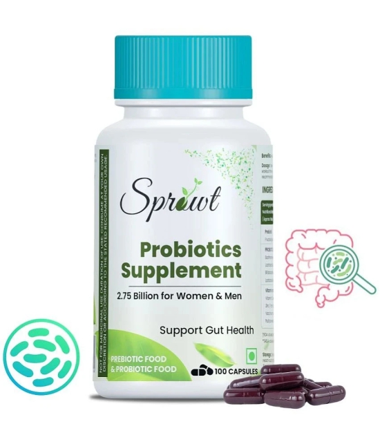 Sprowt Probiotics Supplement 2.75 Billion for Women & Men Veg Capsules - 100 Capsules