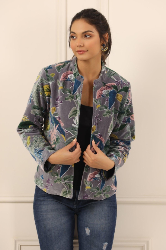 Printed women velvet jacket-L