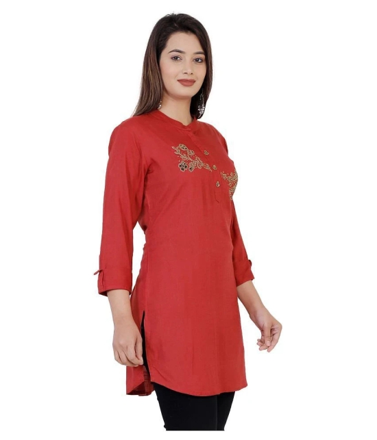 HIGHLIGHT FASHION EXPORT Rust Rayon Straight Kurti - M