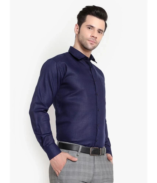 SREY - Navy Blue Polyester Blend Slim Fit Mens Formal Shirt ( Pack of 2 ) - None