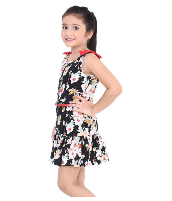 Naughty Ninos Girls Black Floral Printed Dress - None