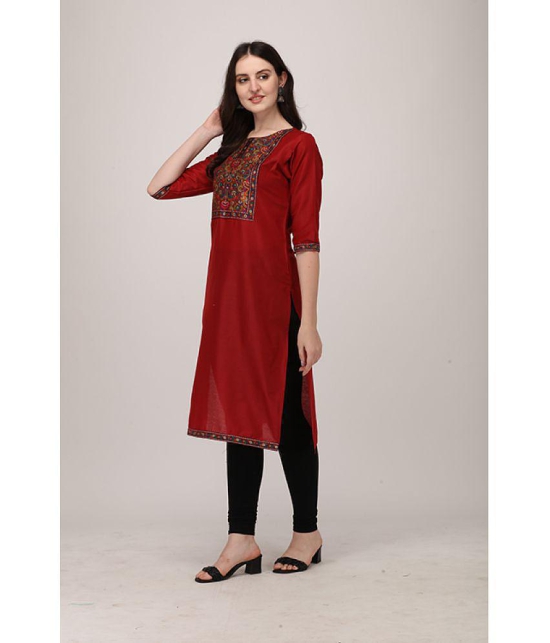 Berrylicious Red Cotton Silk Straight Kurti - Single - XL