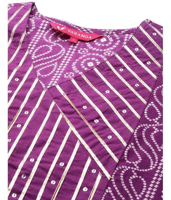 Varanga Cotton Printed Straight Womens Kurti - Purple ( Pack of 1 ) - None