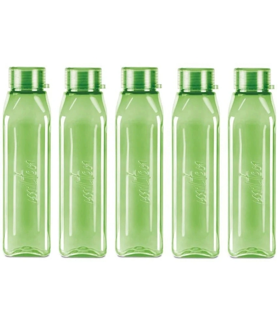 Milton Prime 1000 Pet Water Bottle, Set of 5, 1 Litre Each, Green - Green