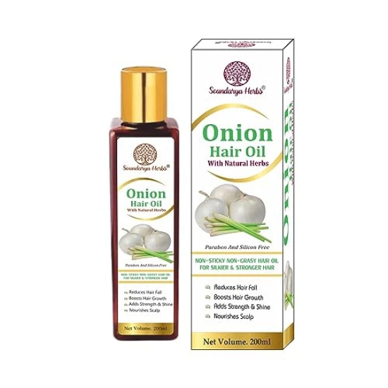 Soundaraya Herbs white Onion Hair Oil For Hair Growth and Hair fall Control (200 ml)