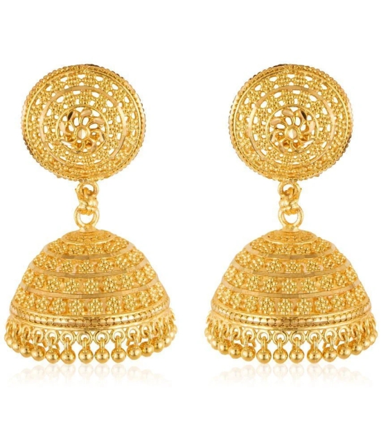 VIVASTRI Golden Jhumki Earrings ( Pack of 1 ) - Golden