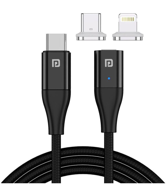 Portronics Konnect J2:Type C to 8 Pin USB + Type C Magnetic Cable ,Black (POR 1341) - Black