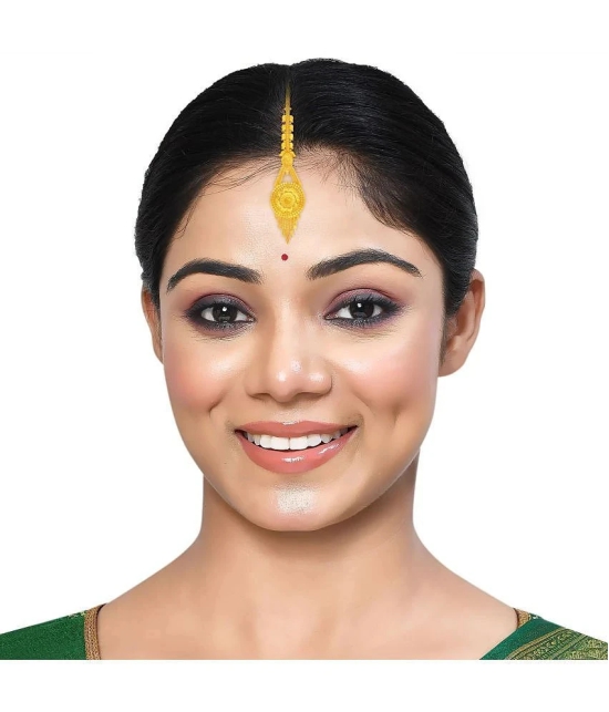 LUV FASHION Gold Maang Tikka ( Pack of 1 ) - Gold