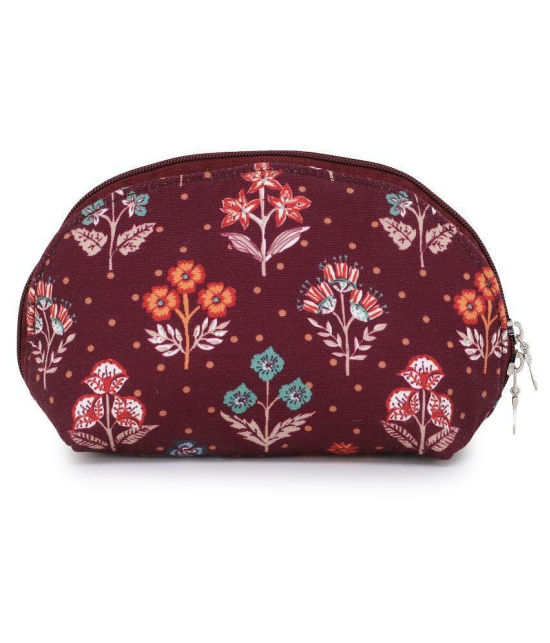 Anekaant Floral Polyester Red Pouch