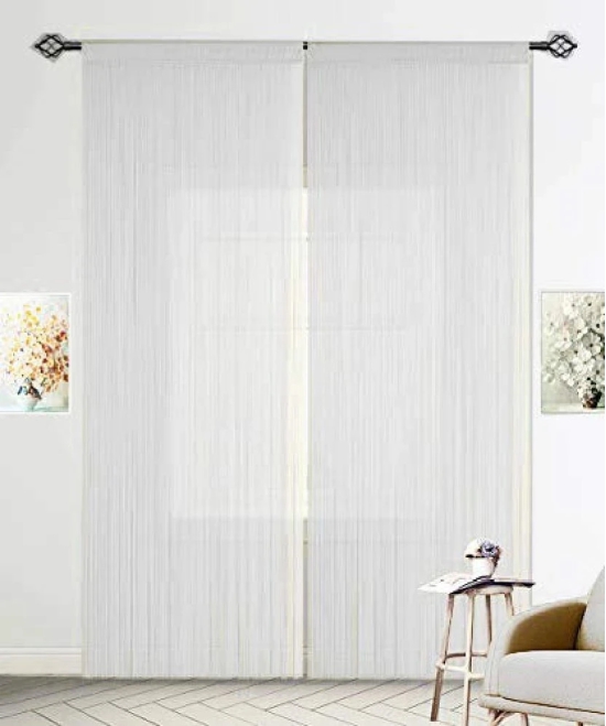 YUTIRITI Single Door Ring Rod Polyester Curtains White - White