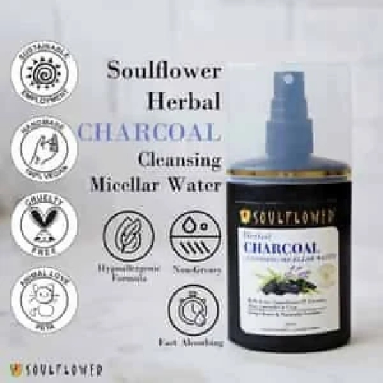 Soulflower Charcoal Cleansing Micellar Water Makeup Remover (120ml)