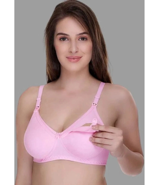 Inwy - Pink Cotton Solid Womens Maternity Bra ( Pack of 1 ) - 34B