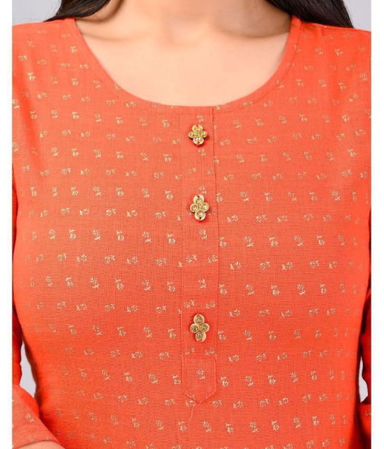 MAUKA Rayon Printed Straight Women's Kurti - Orange ( Pack of 1 ) - None