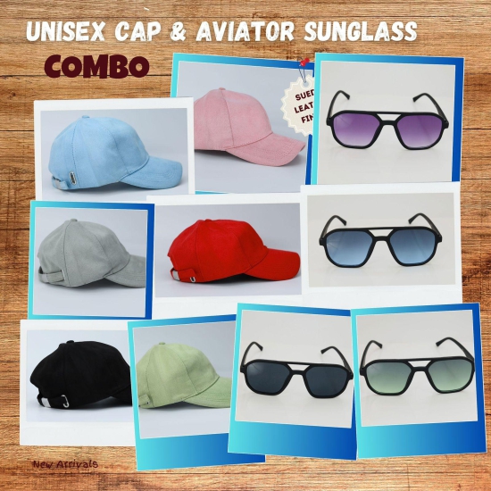 BASEBALL CAP and SUNGLASS COMBO-Red / Black