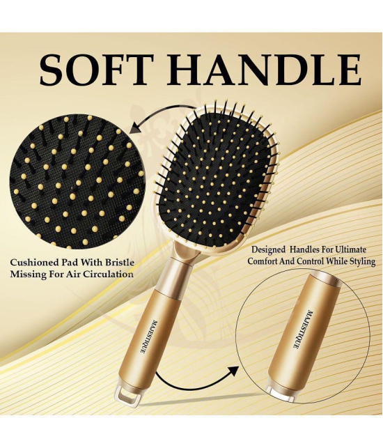 Majestique 2Pcs Round And Paddle Hair Brush For Long Thick Thin Curly Natural Hair Women And Men