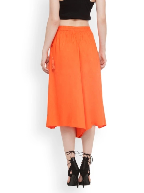 Women Orange Flared Solid Palazzos