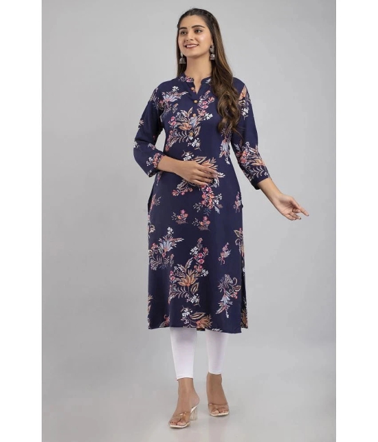 MAUKA - Blue Rayon Womens Straight Kurti ( Pack of 1 ) - None