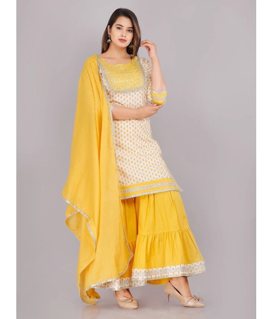 JC4U - Yellow Straight Cotton Womens Stitched Salwar Suit ( Pack of 1 ) - None