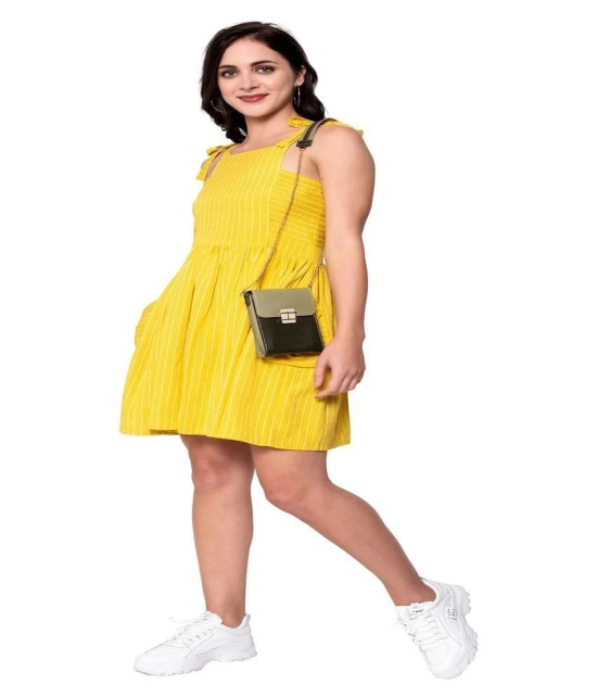 GOD BLESS Cotton Yellow Fit And Flare Dress - Single - 2XL