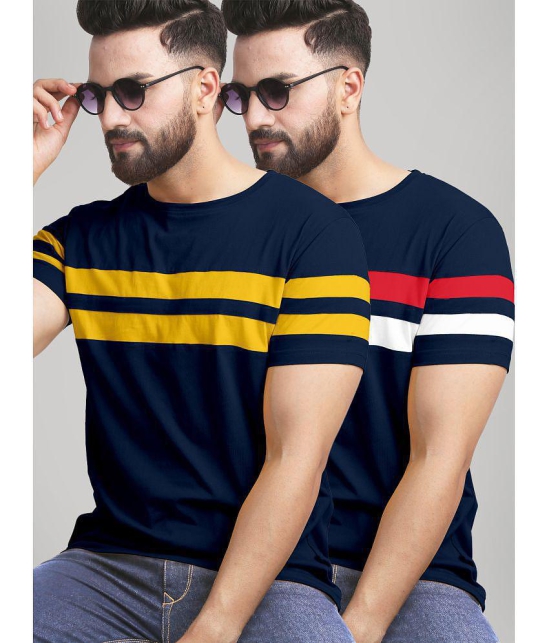 AUSK - Multicolor Cotton Blend Regular Fit Men's T-Shirt ( Pack of 2 ) - None