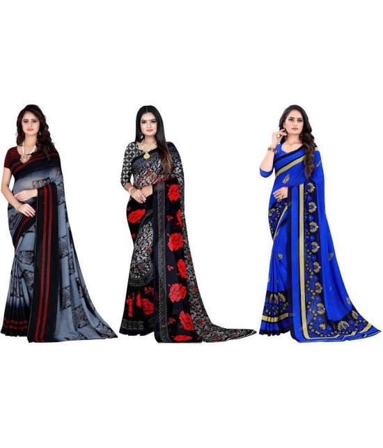 LEELAVATI - Multicolor Georgette Saree With Blouse Piece ( Pack of 3 ) - Multicolor