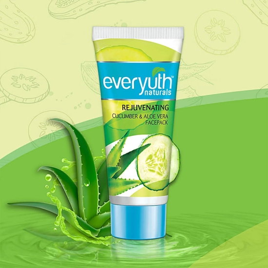 Everyuth Naturals Rejuvenating Face Pack - Cucumber & Aloe Vera, No Harmful Chemicals, 50 G Tube