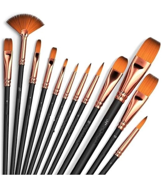 ECLET Craft Painting Brushes Set of 12 Professional Round Pointed Tip Nylon Hair Artist Acrylic Paint Brush for Acrylic/Watercolor/Oil Painting