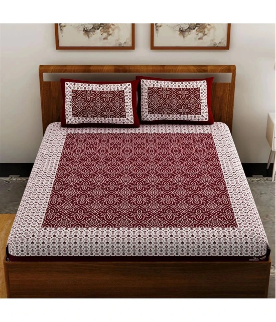 unique choice - Maroon Cotton Double Bedsheet with 2 Pillow Covers - Maroon