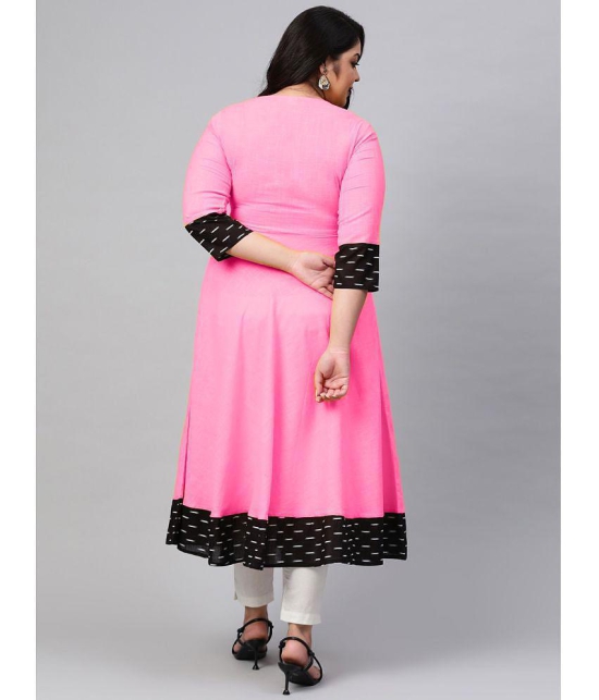 Estela - Pink Cotton Blend Women's Flared Kurti ( Pack of 1 ) - None