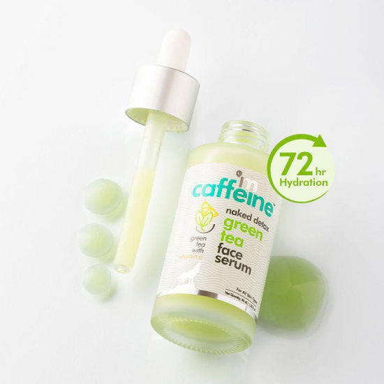 mCaffeine Vitamin C Green Tea Face Serum for Glowing Skin with Hyaluronic Acid - Reduces Dark Spots(40ml)