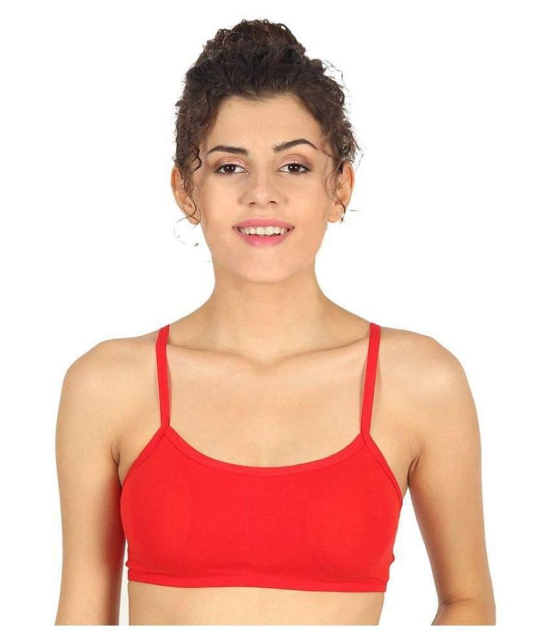 Be Dazzling Red,Blue Cotton Blend Solid Sports Bra - Free Size