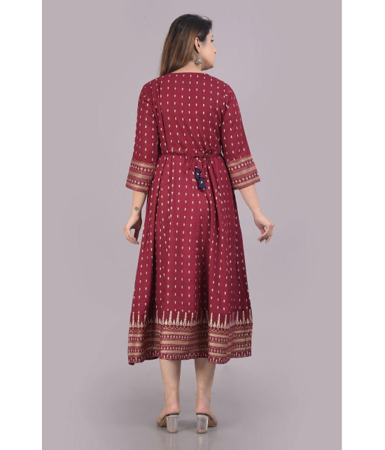 SIPET - Maroon Rayon Women''s Anarkali Kurti ( Pack of 1 ) - None