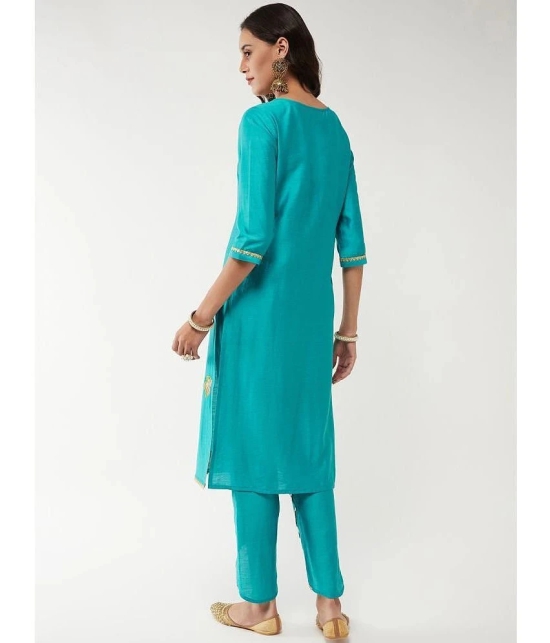 Pannkh Viscose Printed Straight Womens Kurti - Sea Green ( Pack of 1 ) - None