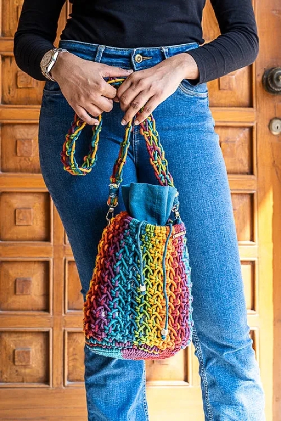 Cosmos Blended Hand-Knotted Bucket Bag