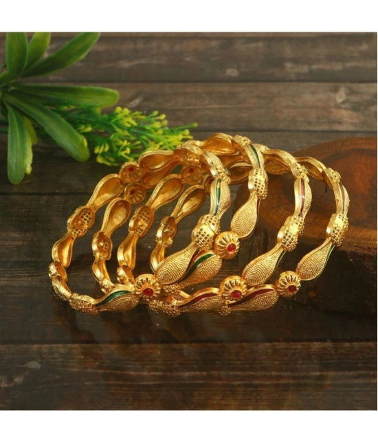 Jewar Mandi - Gold Bangle Set ( Pack of 1 ) - None