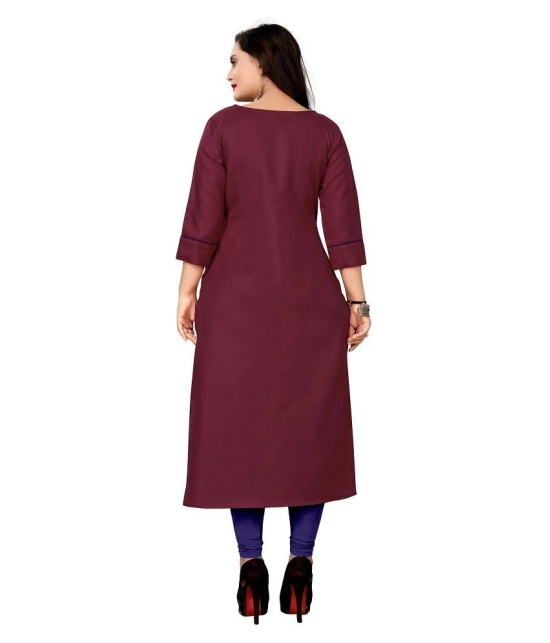 Lerkiza - Maroon Cotton Womens Straight Kurti ( Pack of 1 ) - XXL