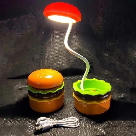 Burger-Shaped Desk Lamp with Adjustable Neck, Folding LED Night Lamp (1 Pc)