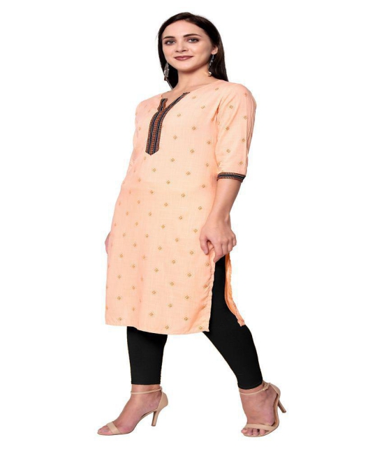 GOD BLESS Peach Rayon A-line Kurti - S