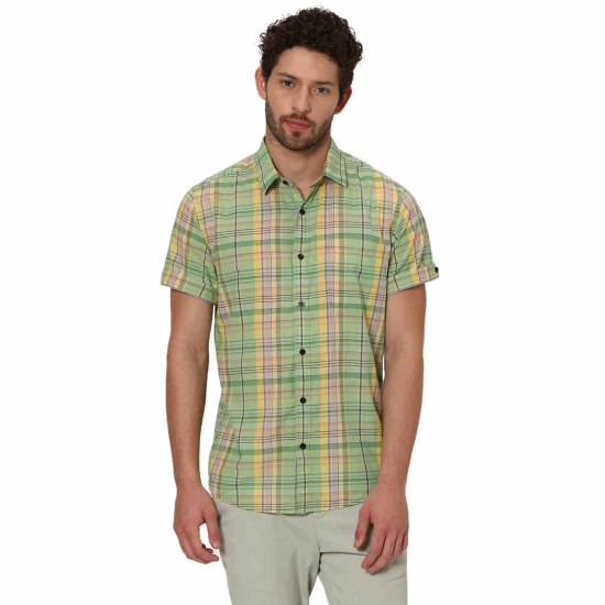 Light Olive Madras Check Slim Fit Casual Shirt