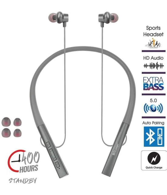 hitage In-the-ear Bluetooth Headset with Upto 30h Talktime Deep Bass - Grey - Grey