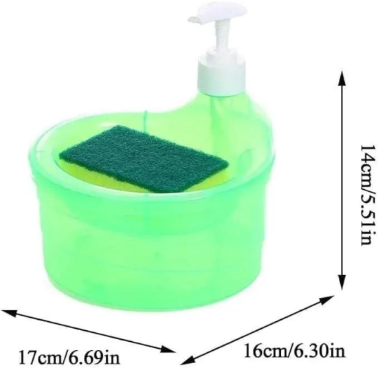 Plastic Soap Pump Dispenser for Dishwasher Liquid Soap Sponge Holder Free Sponge (Multicolor)