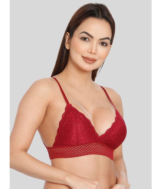 ILRASO - Maroon Lace Removable Padding Women's Bralette Bra ( Pack of 1 ) - None