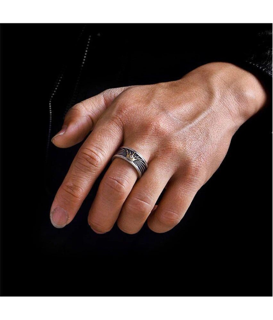 Fashion Frill Stylish Silver Ring For Men Stainless Steel Royal Crown Silver Ring For Men Boys Mens Jewellery Promise Ring - None