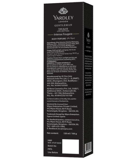 Yardley London - Elite Intense Fougere Body Perfume 120ml Deodorant Spray & Perfume For Men 1 ( Pack of 1 )