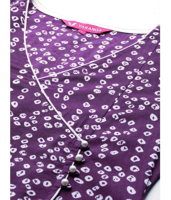 Varanga Cotton Printed Anarkali Womens Kurti - Purple ( Pack of 1 ) - None