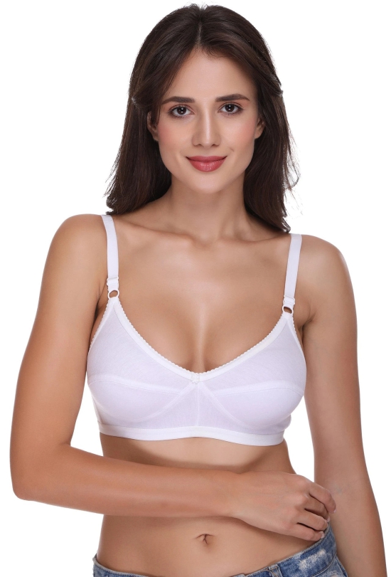 Sona H 04 Women Everyday Non Padded Non Wired Medium Coverage Comfortable White Cotton T-Shirt Bra-32 / B / White