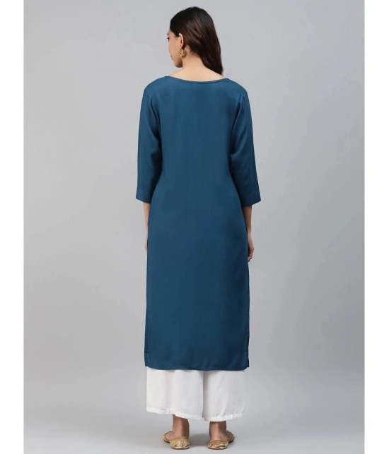 JC4U - Teal Rayon Womens Straight Kurti ( Pack of 1 ) - None