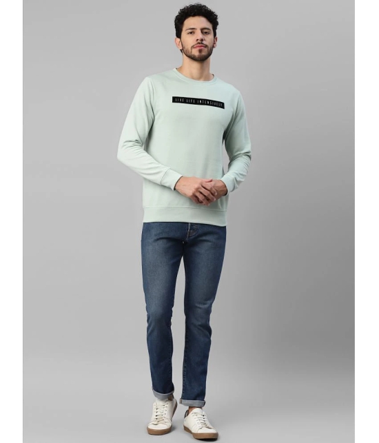 UrbanMark Men Regular Fit Printed Full Sleeves Round Neck Fleece Sweatshirt-Mint Green - None