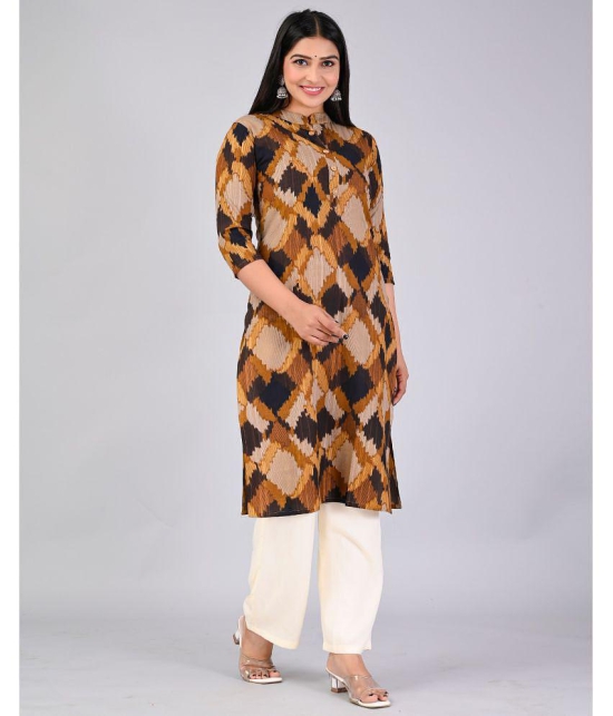 MAUKA Rayon Printed Kurti With Palazzo Women's Stitched Salwar Suit - Brown ( Pack of 1 ) - None