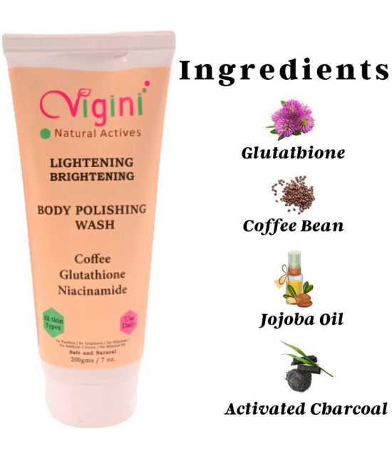 Vigini Skin Whitening Body Lightening Scrub So@ap Free Wash Exfoliating Coffee Glutathione Moisturizer 200 ml